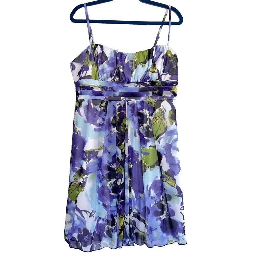 IZ Byer Watercolor Floral Party Mini Dress Babydoll Y2K Tulle Women M /Junior XL - Picture 2 of 16